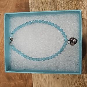 Tiffany & Co. SS Return to Tiffany 4mm Amzonite bead bracelet.